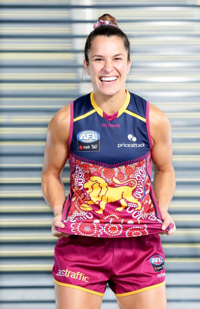 Ally Anderson designed Brisbane’s AFLW guernsey. Picture: Steve Pohlner