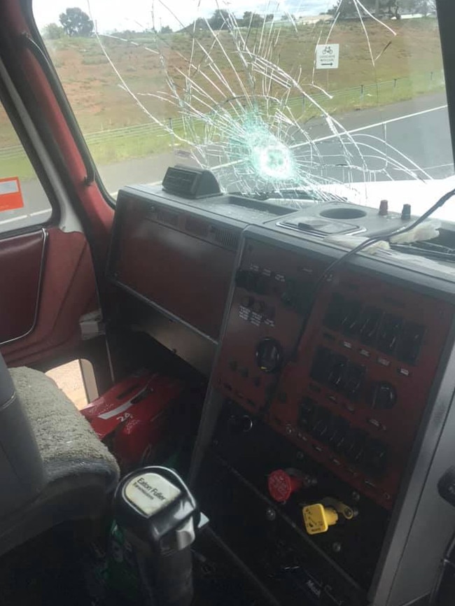 The windscreen was shattered.