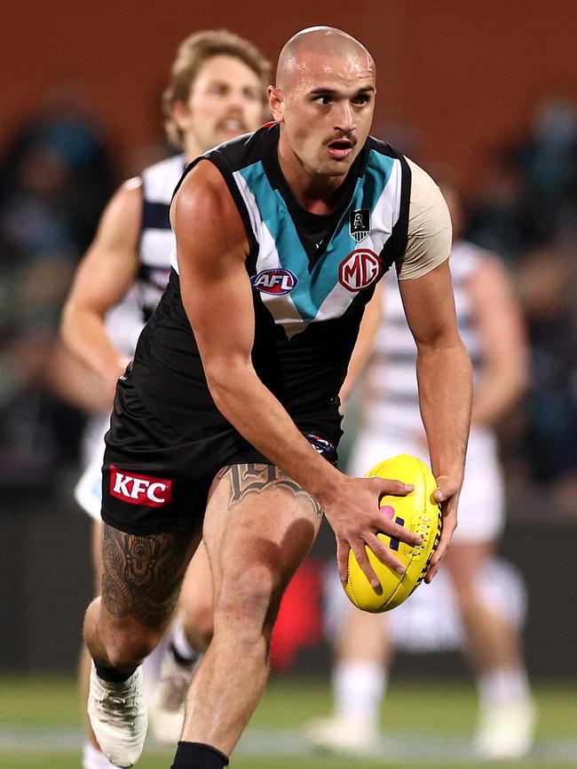 Sam Powell-Pepper was electric during his short stint on Adelaide Oval for Port Adelaide during the Second Qualifying Final against Geelong. Picture: Getty