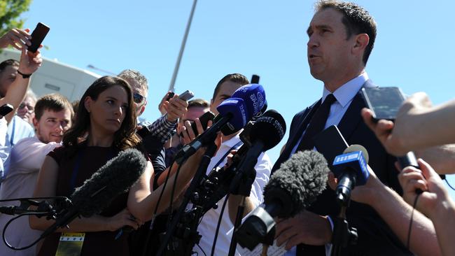 James Sutherland answers questions around match fixing in cricket. Picture: AFP Photo