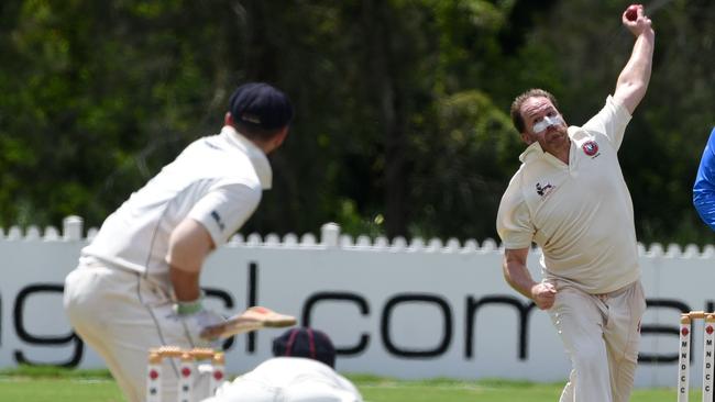 Kookaburra Cup cricket - Mudgeeraba Nerang vs. Surfers Paradise at Nerang RSL Oval. Surfers Paradise bowler Wade McDougall. (Photo/Steve Holland)