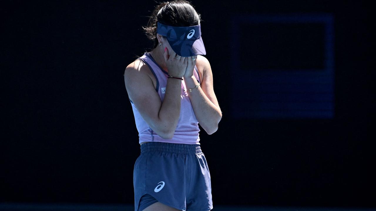 Eva Lys was on a massage table receiving treatment 10 minutes before she was called into the main draw to replace Anna Kalinskaya. Now she’s through to the second round. Picture: Yuichi Yamazaki / AFP