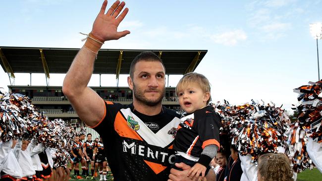 Tigers Robbie Farah walks off after the NRL game between the Wests Tigers and the New Zealand Warriors at Campbelltown Stadium , Campbelltown.Picture Gregg Porteous