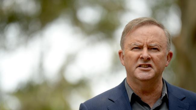 Federal Opposition Leader Anthony Albanese addresses the media during a press conference in Sydney yesterday. Picture: AAP