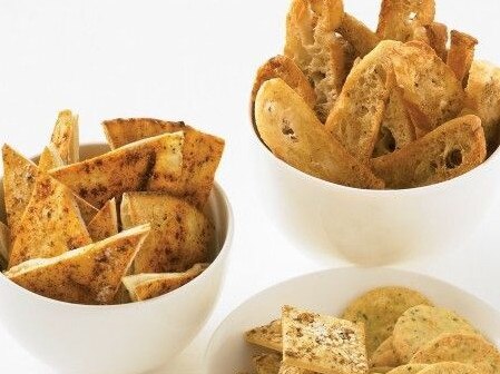 Two-hour party: Spray pita breads with olive oil and sprinkle with paprika, then cut into triangles and pop in the oven until they turn crispy for the perfect crunchy dipper.