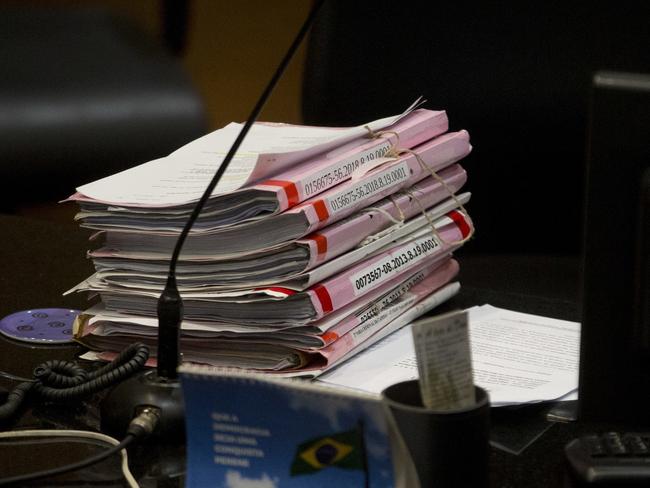 Documents regarding the pre-trial hearing of Marcelo Santoro. Picture: AFP