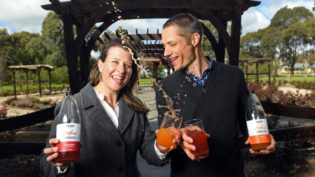 Founders of MOJO kombucha Anthony and Sarah Crabb. Picture: Tom Huntley