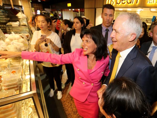 Julia Banks and Malcolm Turnbull pictured in February at an event in her Melbourne electorate. Picture: David Geraghty