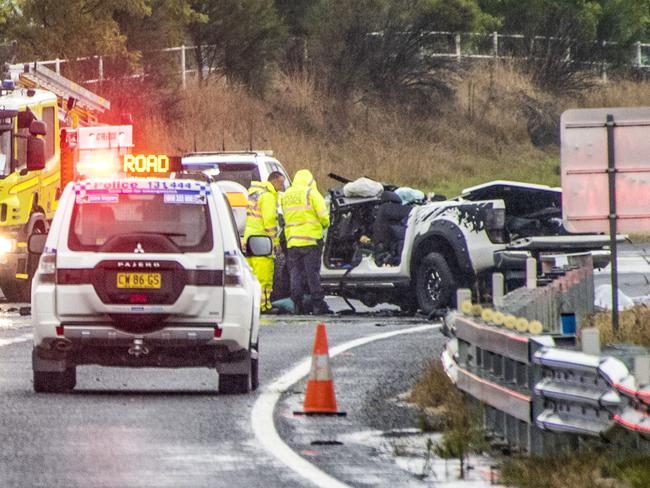 The aftermath of the Barton Highway crash, in which four people died. Picture: OnScene ACT