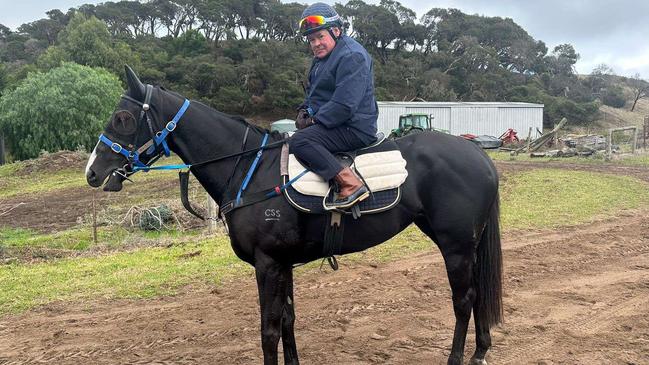 Former champion jockey Brent Thomson has been riding work at Ciaron Maher's Fingal property after a 24-year sabbatical. Picture: New Zealand Bloodstock/Twitter.