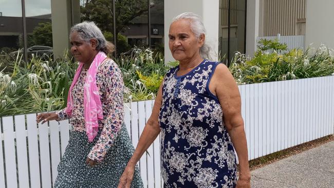 The family of Bernard Hector, a 31-year-old Aboriginal man who took his own life in Darwin's Holtze prison on August 30, 2021, leave Darwin Local Court following day two of the coronial inquest on January 18, 2023.