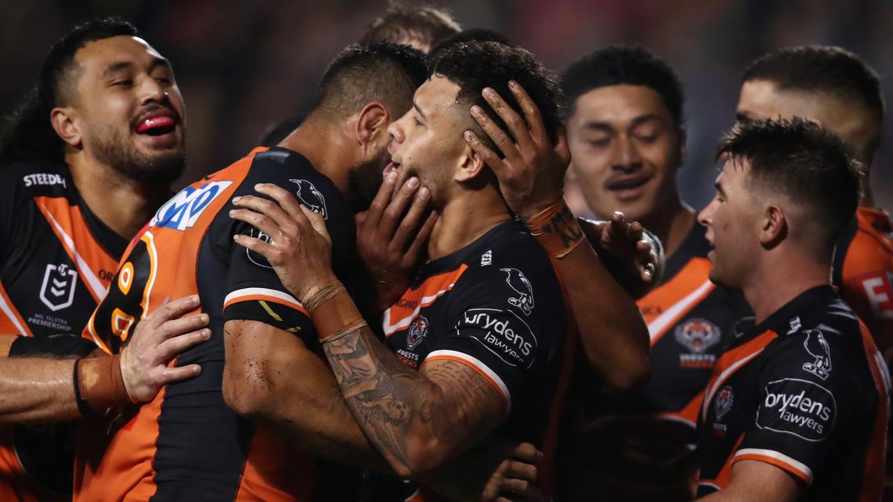 The Tigers defeated the Bulldogs 36-22 in Brown’s first game back. Picture: Jason McCawley / Getty Images
