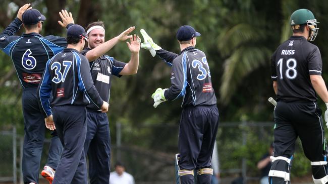 Prahran celebrates a wicket last season. Picture: Mark Dadswell