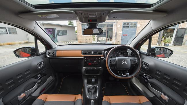 Snug cabin: The C3 lacks some features, controls take familiarisation but it has a built-in dash cam as a $600 option.