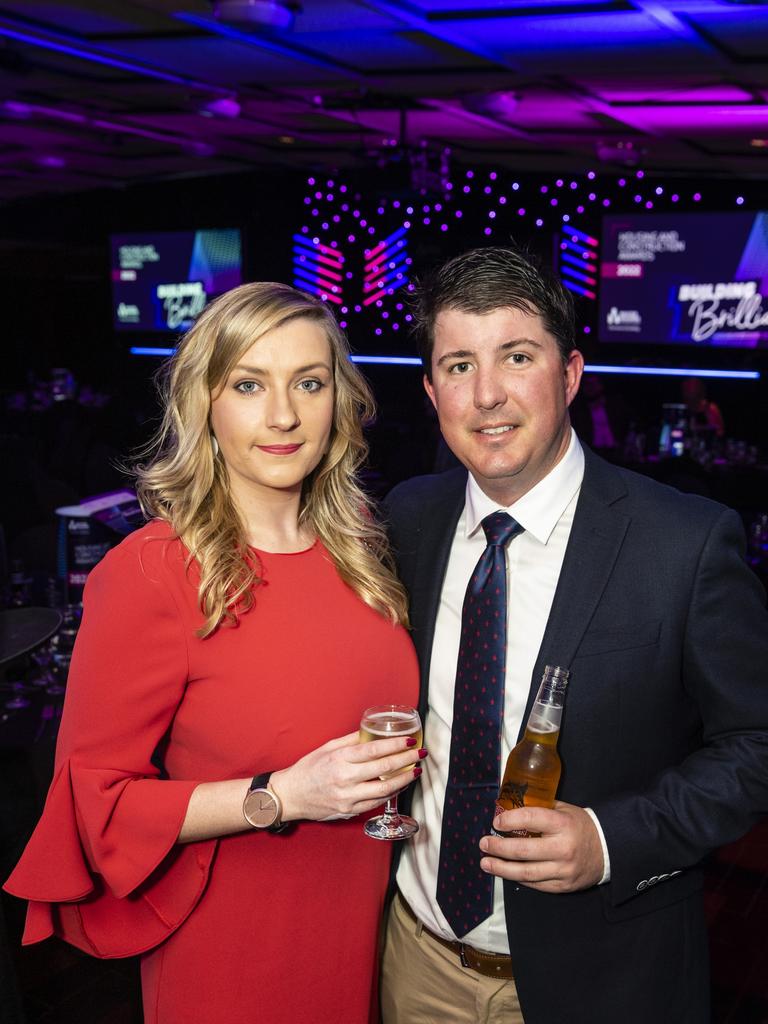 Heidi and Nick Harrigan of Wagners at the Downs and Western Housing and Construction Awards at Rumours International, Friday, July 22, 2022. Picture: Kevin Farmer