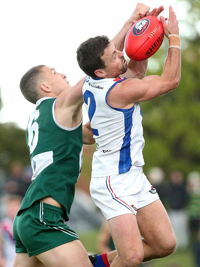 Michael Croxford spoils Luke Lirosi. Picture: Hamish Blair