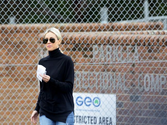 Jacenko leaving Parklea Prison where husband Oliver Curtis was locked up before he was transferred by to Cooma jail.