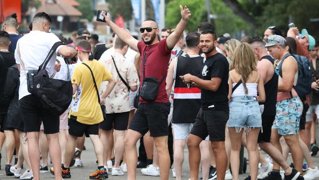 Revellers arrive at Festival X in Sydney Olympic Park. Picture: David Swift