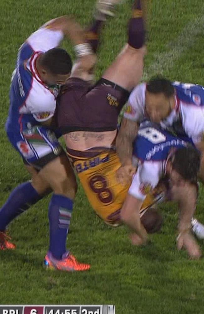 Ngani Laumape faces a lengthy ban for this tackle on Josh McGuire.