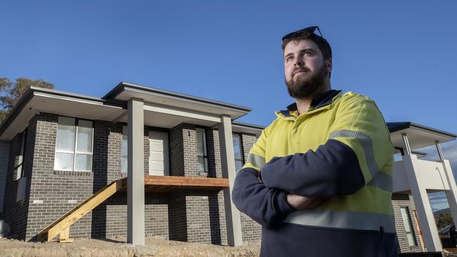 Jack Bird, 25, is a first homeowner who was building a home at Risdon Vale through Multi-Res Builders, who have gone into liquidation.