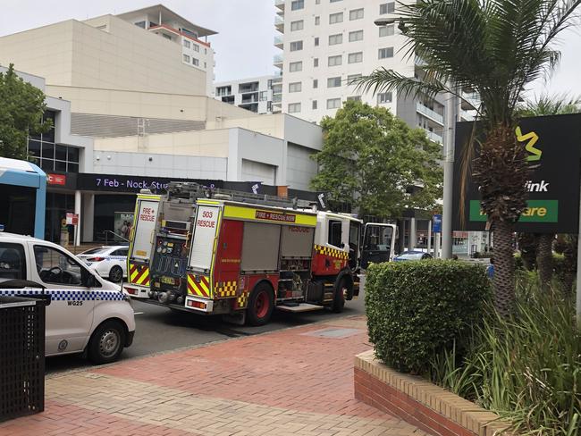 Police and Fire and rescue NSW crews after the alleged petrol-throwing incident on January 16. Picture: Madeline Crittenden.