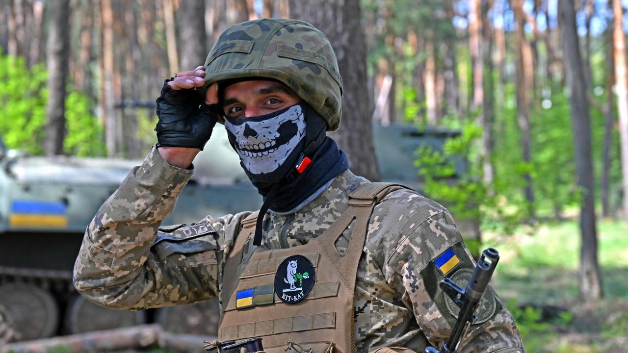 A Ukrainian serviceman looks over during an exercise not far from Kharkiv. Picture: SERGEY BOBOK / AFP