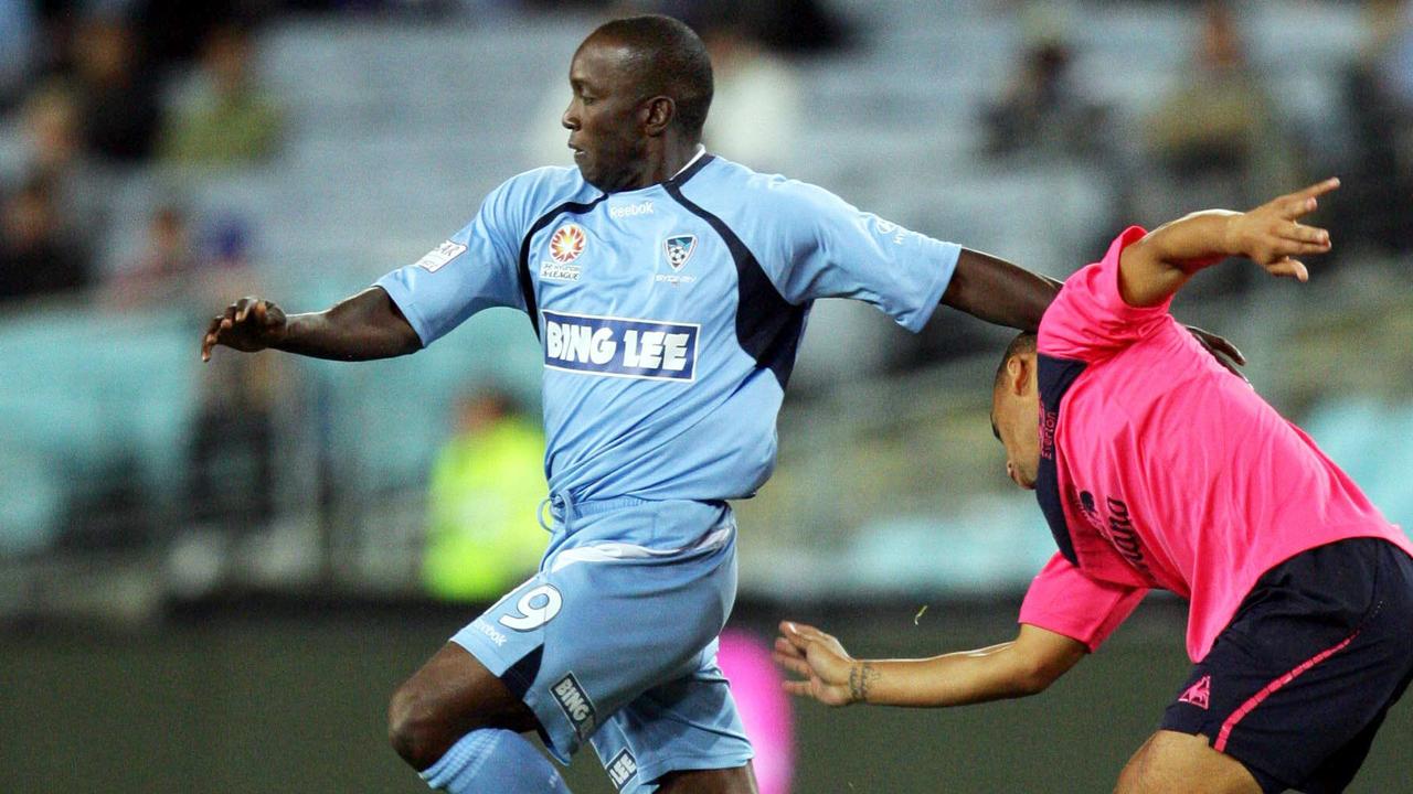 Dwight Yorke controlling the midfield for Sydney FC in a pre-season friendly against Everton.