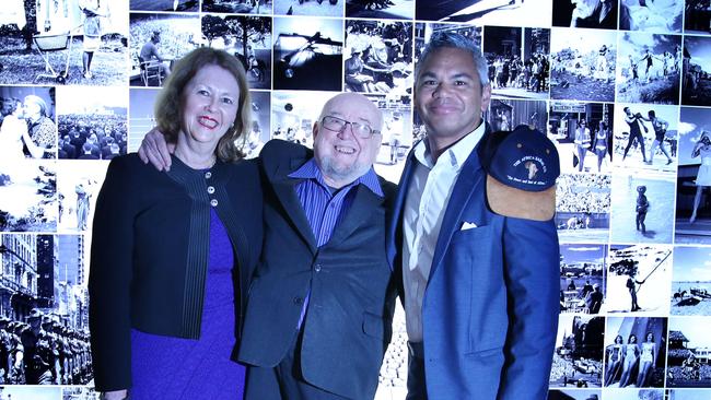 Kerry Jones and Tom Keneally with Recognise supporter John Paul Janke at the National Archives in Canberra. Picture: Gary Ramage