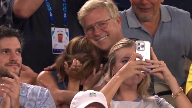 Alex de Minaur's mum had everyone in tears. Photo: Channel 9.