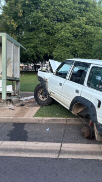 Car crash through Darwin bus stop