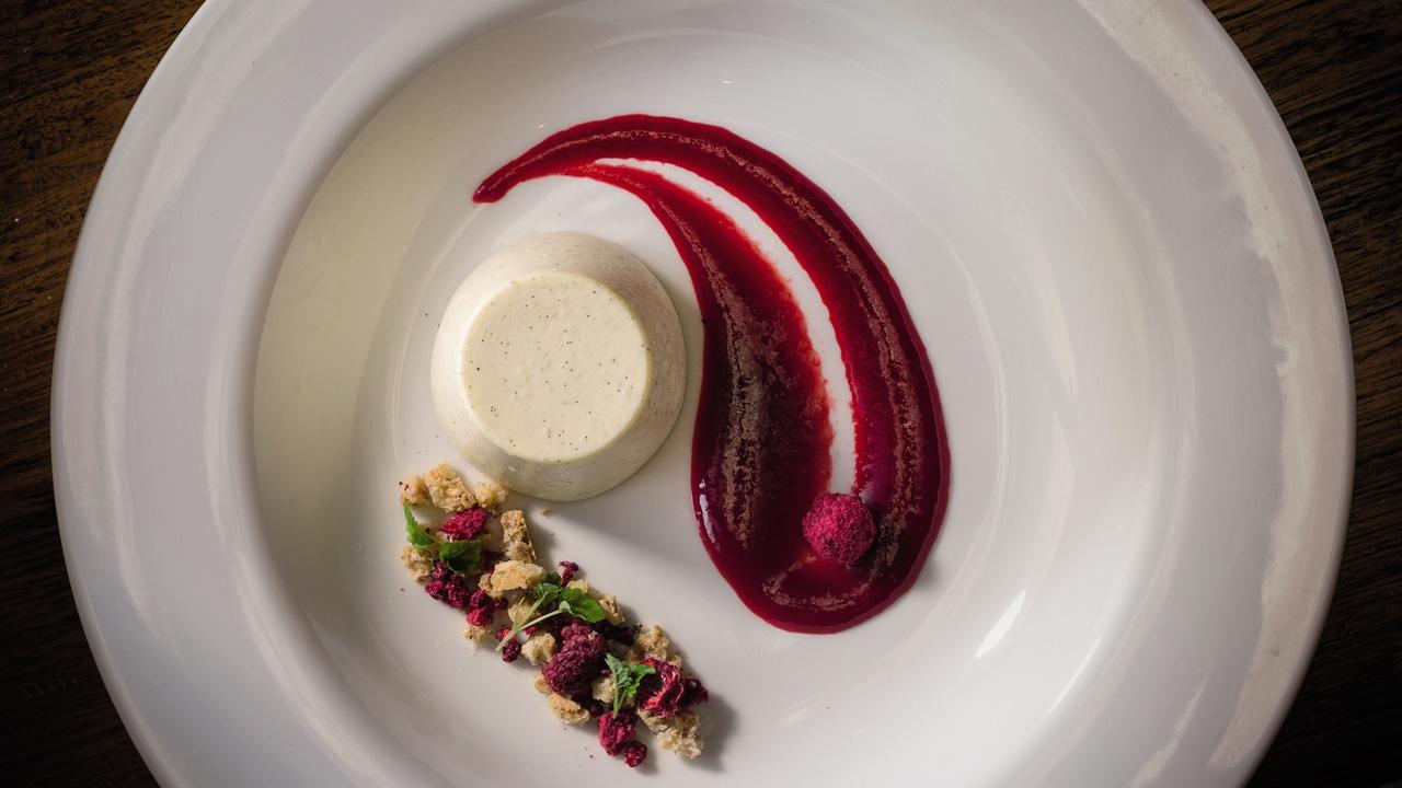 1889 Enoteca’s Pannacotta with pistachio, raspberry and biscotti