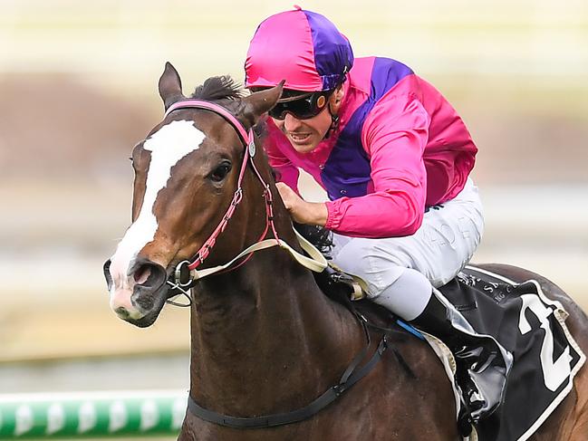 Jockey Ryan Maloney rides Better Reflection to victory in race 6, the QTIS 3YO Fillies Handicap, during Saturday Raceday at Doomben Racecourse in Brisbane, Saturday, September 28, 2019. (AAP Image/Albert Perez) NO ARCHIVING, EDITORIAL USE ONLY