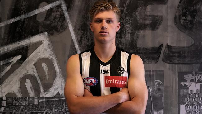 Jay Rantall after being drafted by Collingwood in 2019. The young midfielder will return to SA to play for Norwood in 2022. Picture: AAP Image/Sean Garnsworthy