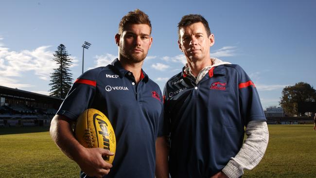 2017 Magarey Medallist Mitch Grigg and his father Chris at the Norwood Football Club. Picture Matt Turner