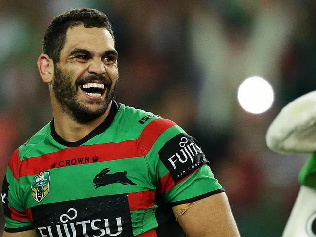 South Sydney's Greg Inglis celebrates the 2015 Round 16 victory over Manlyat ANZ Stadium / Picture: Brett Costello (There is no suggestion that Inglis is involved with match fixing)