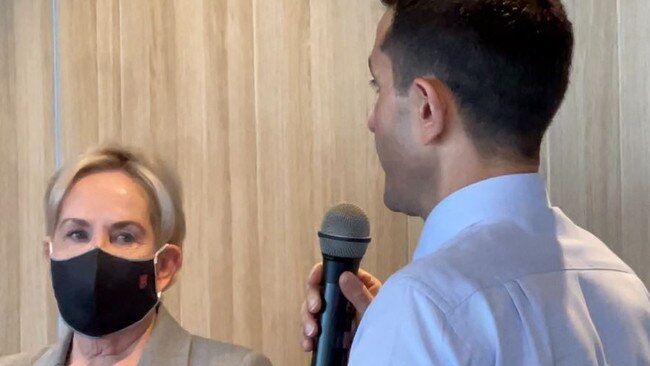 Opposition health spokesperson Ros Bates and LNP leader David Crisafulli at a town-hall meeting on health at Pimpama on the northern Gold Coast.