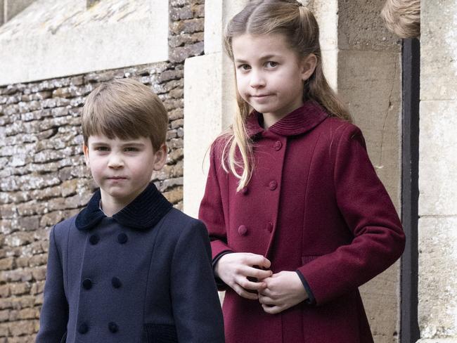 Prince Louis and Princess Charlotte stole the show at Sandringham. Picture: UK Press Pool/UK Press via Getty Images