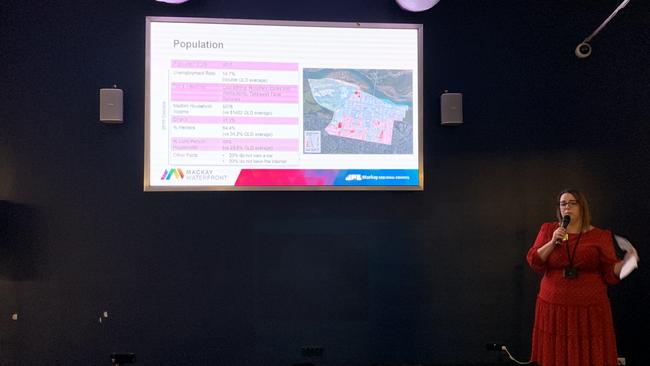 Mackay city and waterfront project co-ordinator Stacey Mills talks about the data and research underpinning the council's city renewal vision. Picture: Duncan Evans