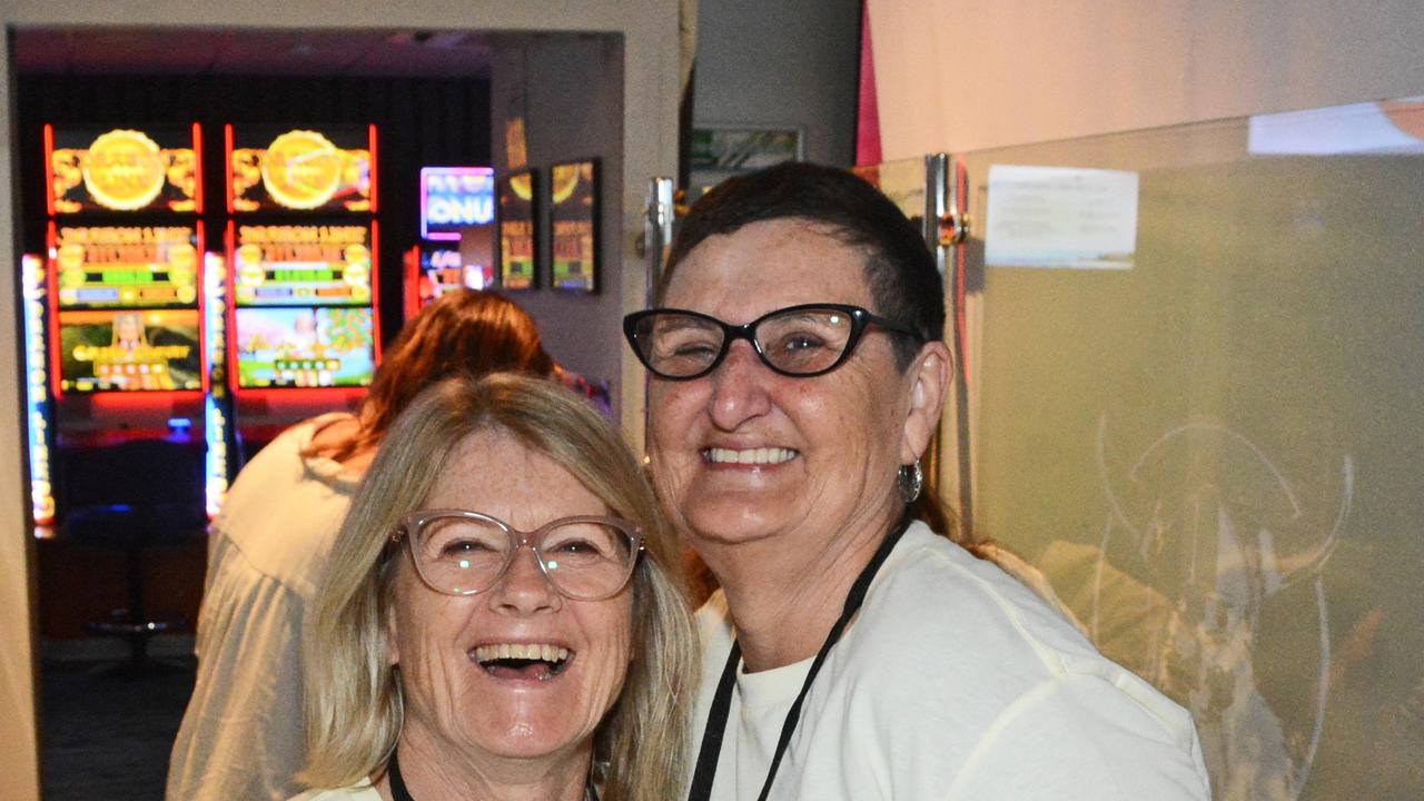 Cindy Grech and Lyn De Groot at launch of Swell Sculpture Festival at Currumbin SLSC. Pic: Regina King