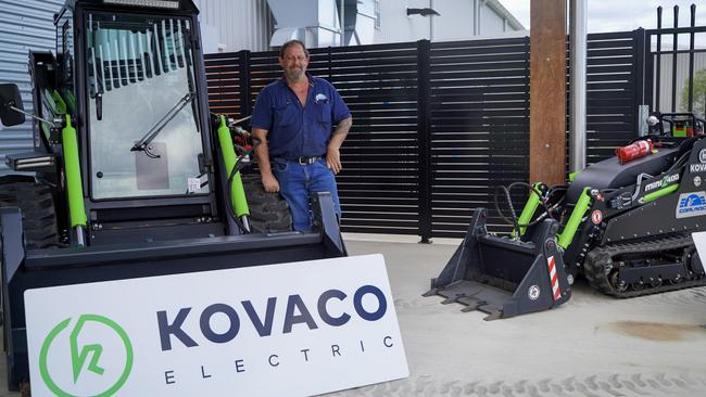 Coalroc plant and equipment manager Shayne Feebrey presenting the new Kovaco Electric skid steer loaders, the first of their kind in Australia, at the Resources Centre of Excellence in Paget. Picture: Heidi Petith