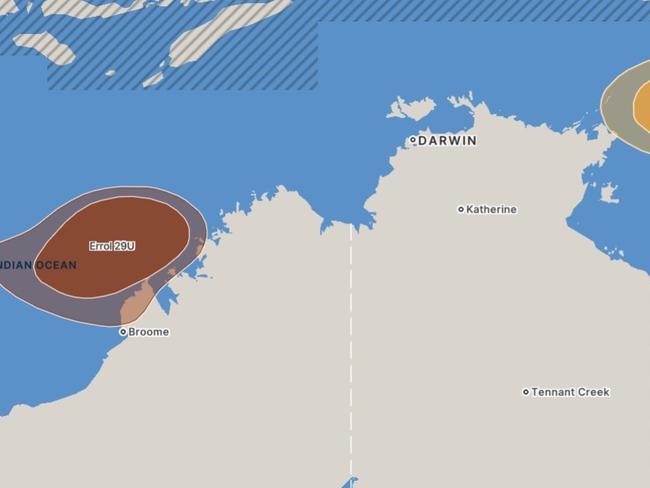Tropical Cyclone Errol track map, showing forecast position on Friday. Source: BoM.