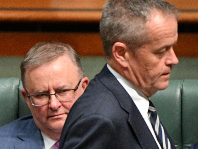 Shadow Minister for Infrastructure Anthony Albanese and Leader of the Opposition Bill Shorten during Question Time in the House of Representatives at Parliament House in Canberra, Tuesday, June 26, 2018. (AAP Image/Mick Tsikas) NO ARCHIVING