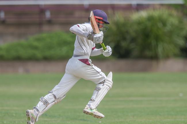 Northsiders Cricket Club product Isaac Krause pictured playing for St Peters Lutheran College earlier this year.