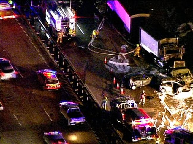 The aftermath of the crash which killed two people. Picture: Seven News