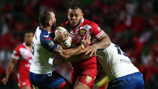 Warriors prop Addin Fonua-Blake is one of many players from both teams with close ties to Tonga. Picture: Fiona Goodall/Getty Images