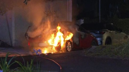 Magney street in Woollahra where a car was set alight and Israel graffiti was sprayed on garage walls in December. Picture: 7NEWS