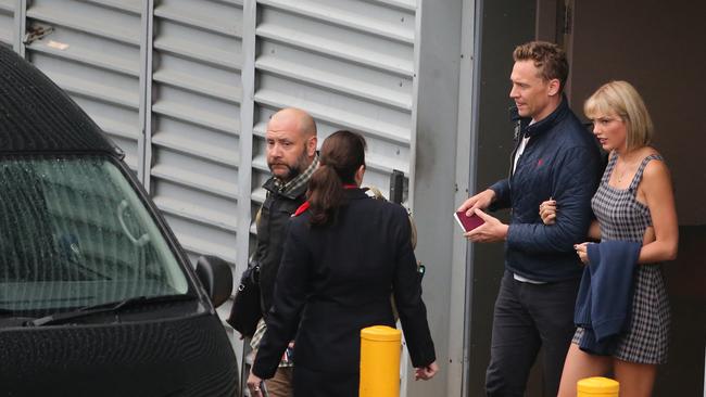 Taylor Swift & Tom Hiddleston arriving at Sydney from LA. Picture Craig Greenhill