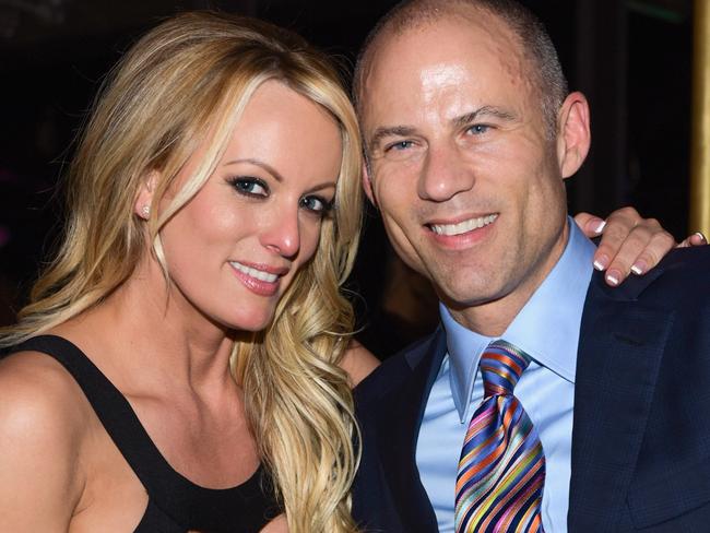 Adult film actress Stormy Daniels and her lawyer Michael Avenatti. Picture:  Getty