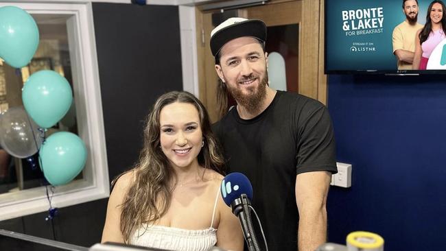 Bronte Langbroek and Danny Lakey on their first day hosting the new Sea FM breakfast show. Picture: Instagram