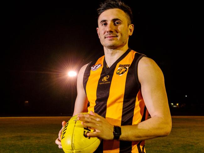 Luke Allan of Hackham Football Club, which has formally applied to join Adelaide Footy league in 2021, Adelaide, Tuesday, August 11, 2020. (The Advertiser/ Morgan Sette)